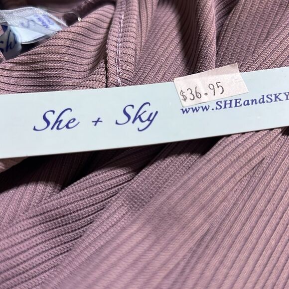 She & Sky Tank Dress Womens Small Lavender Swing Ribbed V-Neck Stretchy - Picture 5 of 6